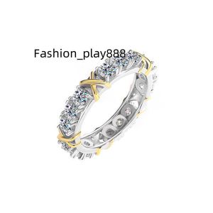 925 Sterling Zilver Moissanite Dames Diamanten Ringen Klassieke Kruis Gekleurde Mosang Steen Diamanten Ring