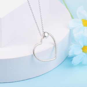 925 Sterling Silver Moments Heart Charm Holder Dangle Pendant Necklace Se adapta al collar de joyería de estilo Pandora europeo