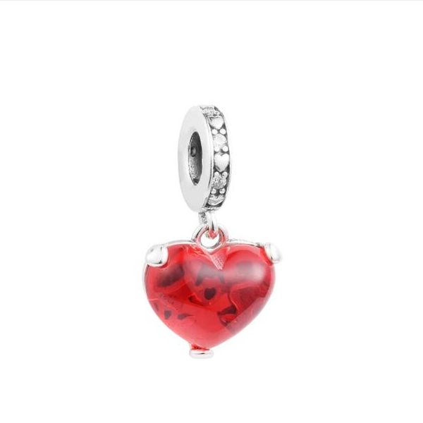 Cuentas colgantes de cristal de Murano rojo con beso de ratón de plata de ley 925 para mujer, compatible con pulseras originales, regalo de joyería DIY, 925 dijes para el Día de San Valentín 2023 nuevo