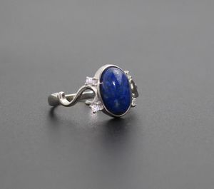 925 Sterling Silver Movie Quothe Vampire Diariesquot Elena039s Ring Day Femme Bijoux Ring Nature Real Lapis Stone 207657078