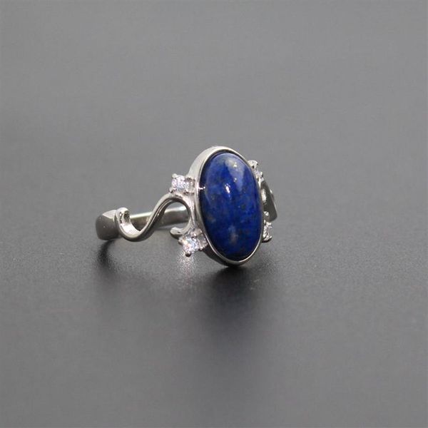 925 Film en argent sterling The Vampire Diaries Elena's Daylight Ring Women Jewelry Ring Nature Real Lapis Stone 203114