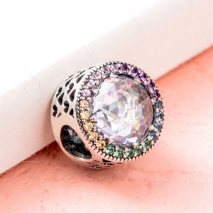 925 Sterling Zilver Multi-Color Radiant Hearts Charm Bead Fits European Pandora Style Sieraden Bedelarmbanden