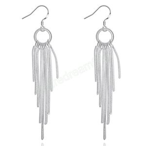 925 Sterling Silver Multi-line Tassel Dange oorbellen Charm Women Sieraden Fashion Bruiloft verlovingsfeestje Gift