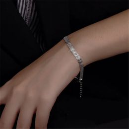 925 Sterling Silver Multilayer Eenvoudig verstelbare bedelarmbandbeelgang voor vrouwen Wedding Jewelry Party cadeau 231221