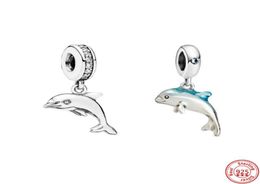 925 Sterling Zilver Murano Glas Zeeschildpad Dolfijn Dangle Charm Kralen Fit Originele Bedels Armbanden Vrouwen Jewelry2378543