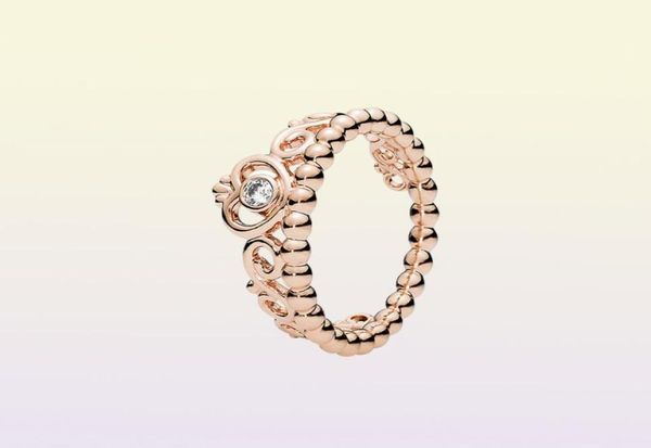 925 STERLING SILPS My Princess Ring Empilable Set Original Boîte pour les femmes Mariage CZ Diamond Crown 18K Rose Gold Ring1128420