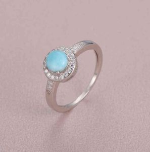 925 argent Sterling pierre naturelle Larimar proposition bague femmes conception classique Simple femme mariage amour diamant bijoux Dating1052019