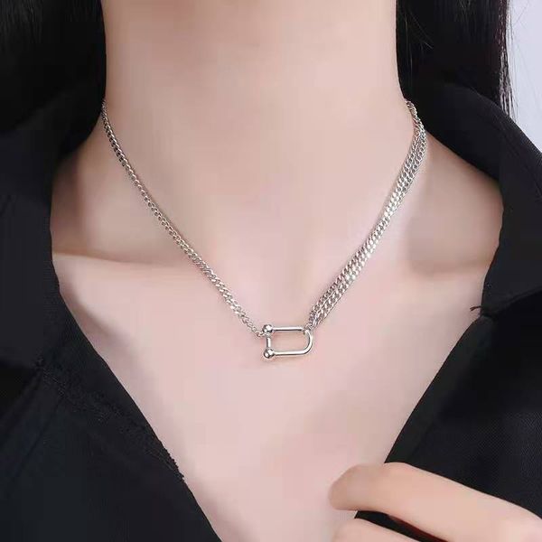 925 collier en argent sterling femelle ins clavicule hip hop pendentif mode simple cadeau populaire filet filet rouge même style q0531