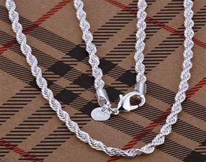 925 Sterling Zilveren Ketting Fijne 3MM Mannen Vrouwen Ketting 16quot 30inch XMAS Nieuwe Klassieke ed Touw Ketting Ketting Link Italy6124963