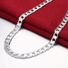 Collier en argent sterling 925 pour hommes 20 pouces Classic 8MM Chain Luxury Jewelry