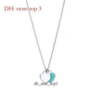 925 Sterling zilveren ketting kettingen Vrouwelijke sieraden Exquise Tiffanybead Classic en Co Blue Heart Luxury Quality Designer Bracelet Tiffanyjewelry 5503