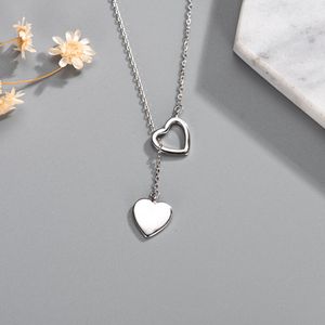 Collier pendentif en argent Sterling 925 pour femmes collier Double coeur haute qualité Fine Q0531