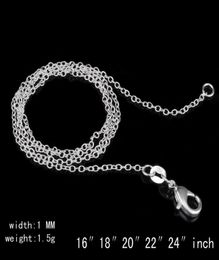 Ожерелье из стерлингового серебра 925 пробы Rolo quot O quot, цепочки и ожерелья, ювелирные изделия 1 мм 16039039 24039039 Серебро 925 пробы DIY Chai6128084