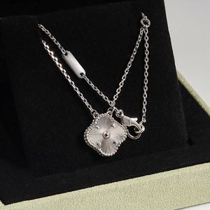 925 Sterling zilveren ketting vrouwen 1 bloem vier blad klaver hanger kettingen ontwerper onyx agaat parelmoer vergulde 18k gouden sieraden valentijnsdag meisje cadeau