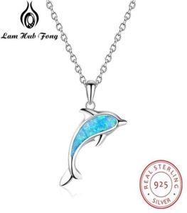 925 Colliers en argent sterling pendentifs mignons Dolphin Forme Blue Opal Collier 925 Bijoux Cadeau pour femmes Lam Hub Fong 210929271H6161524