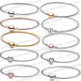 925 sterling zilver nieuwe designer bedelarmband voor vrouwen rosé gouden armband met diamanten ketting DIY fit Pandoras basisarmband met logo doos verlovingssieraden geschenken