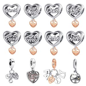 925 argent sterling nouvelle mode femmes charme série familiale pendentif accessoires petit pendentif bracelet perles de charme adapté à la poêle originale, un cadeau spécial pour les femmes