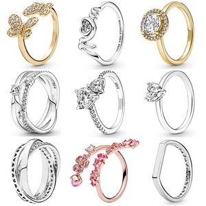 925 Sterling Silver New Fashion Women's Heart Solitaire Infinite Stone Butterfly Ring Convient à l'original Pandora, Un cadeau spécial pour les femmes