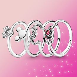 Anillo de plata de ley 925 para mujer, nuevo anillo de brillo rosa adecuado para Pandora Original, un regalo especial para mujer