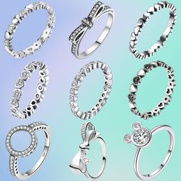 925 sterling zilver nieuwe mode damesring klassieke sprankelende liefdesboog Miqi-ring geschikt voor originele Pandora, een speciaal cadeau voor vrouwen