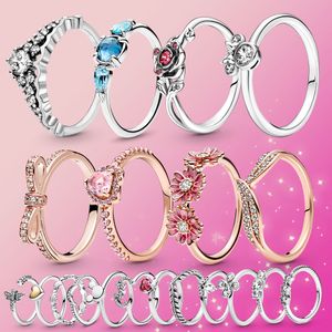 925 sterling zilver nieuwe mode vrouwen ring vlinder ring paar hart ring madeliefje sieraden ring geschikt voor originele pandora, een speciaal cadeau voor vrouwen