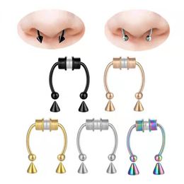 nieuwe nep piercing neusring staal neus piercing hoepel septum ringen voor vrouwen sieraden geschenken punk cool magnetische nep piercing 20 stks/partij