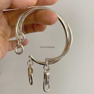 925 argent sterling vieille chaîne de nœuds de serrure à crochet bracelet de niche de vent noir bracelet bracelet épais fait à la main