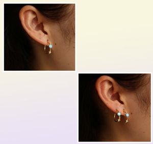 925 argent sterling Opal Hoop Oreille d'oreille or plaqué minimal Circle mince cercles simples Fashion Girl Femmes Gift Brokelrys 5670111