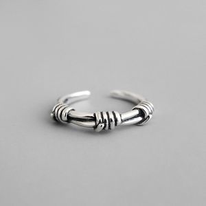 925-argent sterling ouvert réglable couronne barbelée d'épines torsadées anneau de fil pour femmes hommes branche d'arbre bijoux d'épine pour adolescente 240125