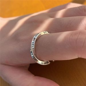 925 Sterling Zilver Open Mobius Ring Engelse Graffiti Vrouwelijke Niche Design Mode Persoonlijkheid All-Match Sieraden Accessoires