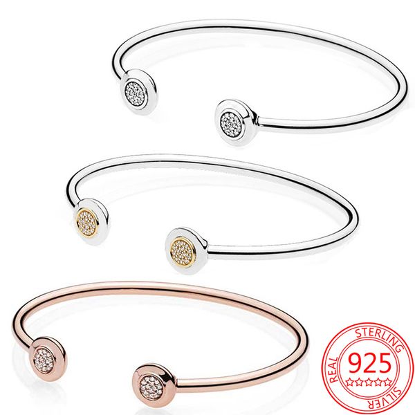 925 Sterling Silver Pandora Bracelet Primitive Rose Gold Signature Open Basic Bracelet Femme Bijoux Cadeau Livraison Gratuite 1