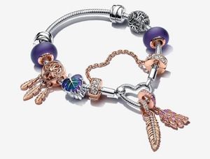 925 Sterling Silver Pandora Charm Bracelet is geschikt voor Ingu Silk Heart Butterfly Ladies Exquise Jewelry Gift Fashion Accessoires Gratis levering
