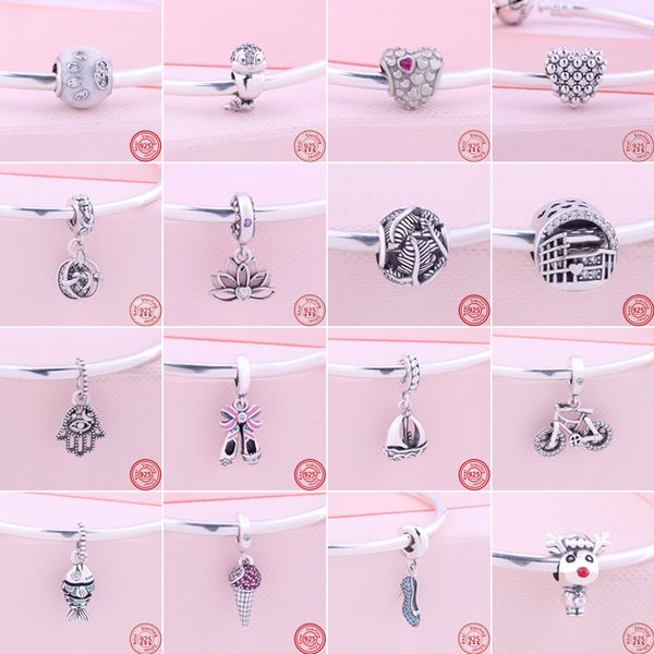 925 Sterling Silver Pandora Charm Fleur Licorne Pomme Pendentif Convient pour Bracelet Femme Original Bijoux Cadeau Accessoires de Mode Production Livraison Gratuite