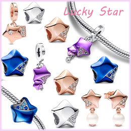 925 Sterling Silver Pandora Charme Violet Lucky Star Perles Convient aux Femmes DIY Mode Bijoux Production Pandora Bracelet