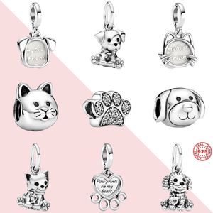 925 sterling zilver pandora schattige hond puppies kat klauw hanger bedel is geschikt voor vrouwen armband ketting diy sieraden cadeau