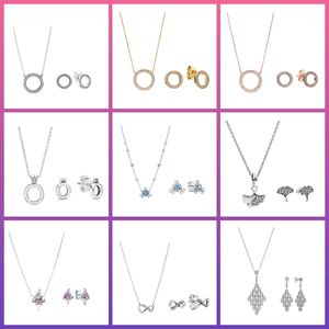 925 Sterling Silver Pandora Earr ketting set pompoenauto en kasteeloorring ketting geschikt voor damesjuwelen mode -accessoires productie gratis levering