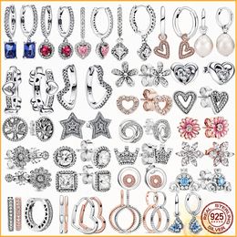 925 sterling zilveren Pandora-oorbellen en stralende harten en vlinderoorbellen Vrouwelijke sieraden Mode-accessoires Geschenken voor gratis levering