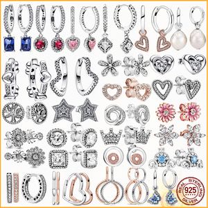 925 sterling zilveren Pandora-oorbellen en stralende harten en vlinderoorbellen Vrouwelijke sieraden Mode-accessoires Geschenken voor gratis levering