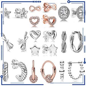 Pendientes Pandora de plata de ley 925, el accesorio perfecto para damas, con la cinta cariñosa y el patrón de serpiente