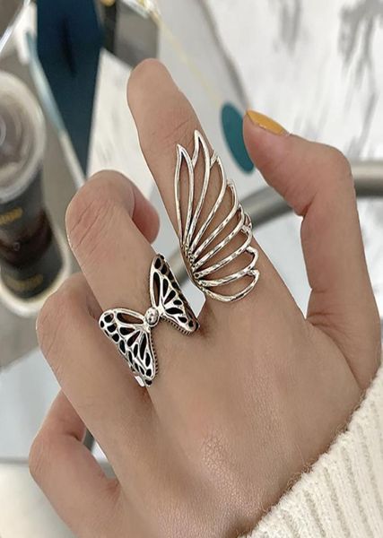 925 Sterling Silver Party Anneaux Fashion Creative Hollow Butterfly Wings Wedding Bride Jewelry Gifts for Women6251060