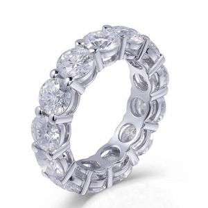 925 argent Sterling pavé réglage complet 8mm diamant rond diamant éternité fiançailles bague de mariage anneaux pour femmes bijoux