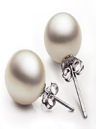 925 Sterling Silver Pearl Sieraden Romantische charme Eenvoudig 6810 mm Pearl Ball -oorbellen7008524