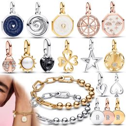 925 Sterling zilveren hanger en oorbellen voor vrouwen, Love Fit, originele modearmband, hartvorm, ster, medaillonhanger, sieradencadeau, doe-het-zelf,