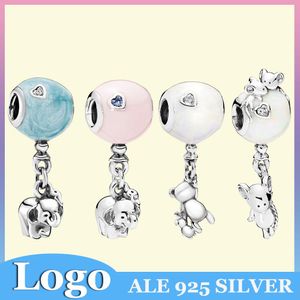 925 Sterling Silver Pendant Charms for Pandora Original box Mouse Bear Elephant Blue Pink Hot Air Balloon European Bead Charms Bracelet Necklace jewelry
