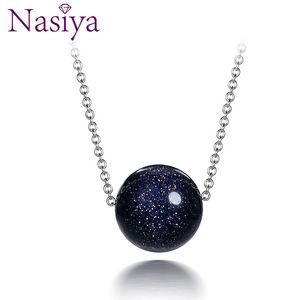 925 Sterling Silver Pendant Necklace For Women Fashion Jewelry Blue Sand Aventurine Stone Engagement Anniversary Gifts