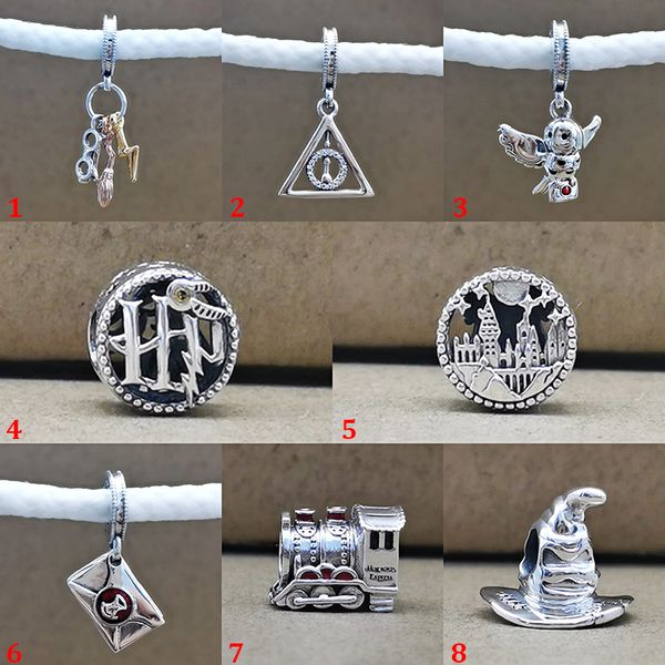 Colgante de plata de ley 925 búho escuela cadena colgante DIY cuentas Fit Pandora pulsera collar mujer joyería