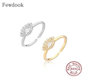 925 argent Sterling Petite bonne chance ouverture réglable dinde mauvais œil Zircon doigt chaîne anneaux pour les femmes entières Joyas nouveau23933777910