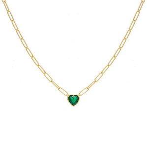 Colliers avec pendentif en forme de cœur en Zircon pour femmes, en argent Sterling 925, rose, vert, bleu, blanc, chaîne creuse et épaisse, clavicule