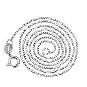 925 Sterling Silver Plaqué Boîte Chaîne Fabriqué Collier Femmes Mariage Super Mince Forte Cadeau pour Pendentifs Bijoux De Mode Charm223K