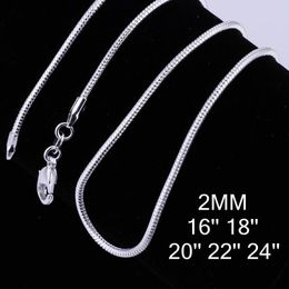 Epack, envío gratis, 10 Uds., collar de cadena de serpiente de 2mm Chapado en plata esterlina 925 para colgante o joyería colgante